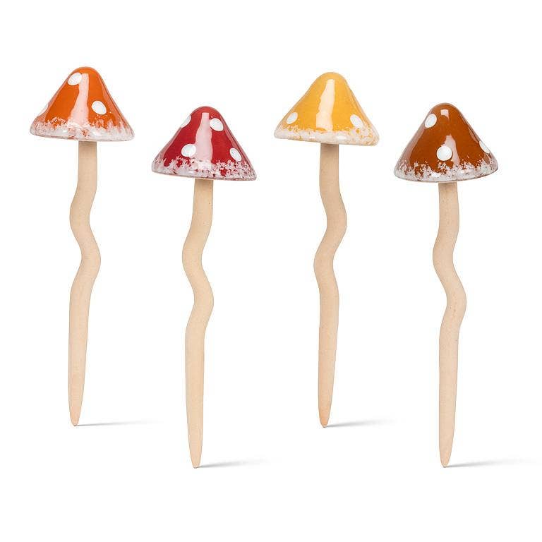 Medium Wobbly Dot Mushroom Stake-4 Assorted-9"H