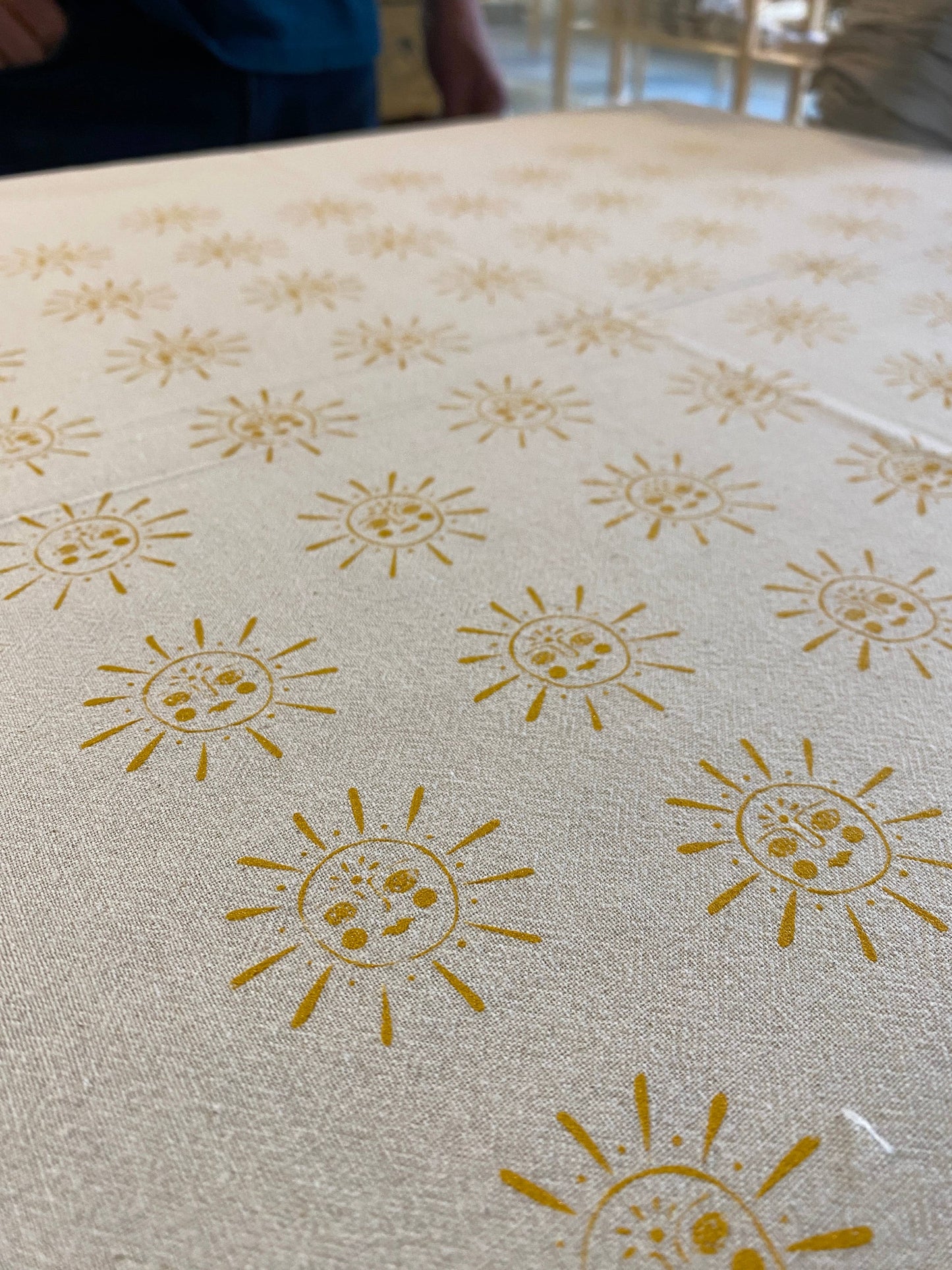 Sun Kitchen Towel, Handprinted Kitchen Towel