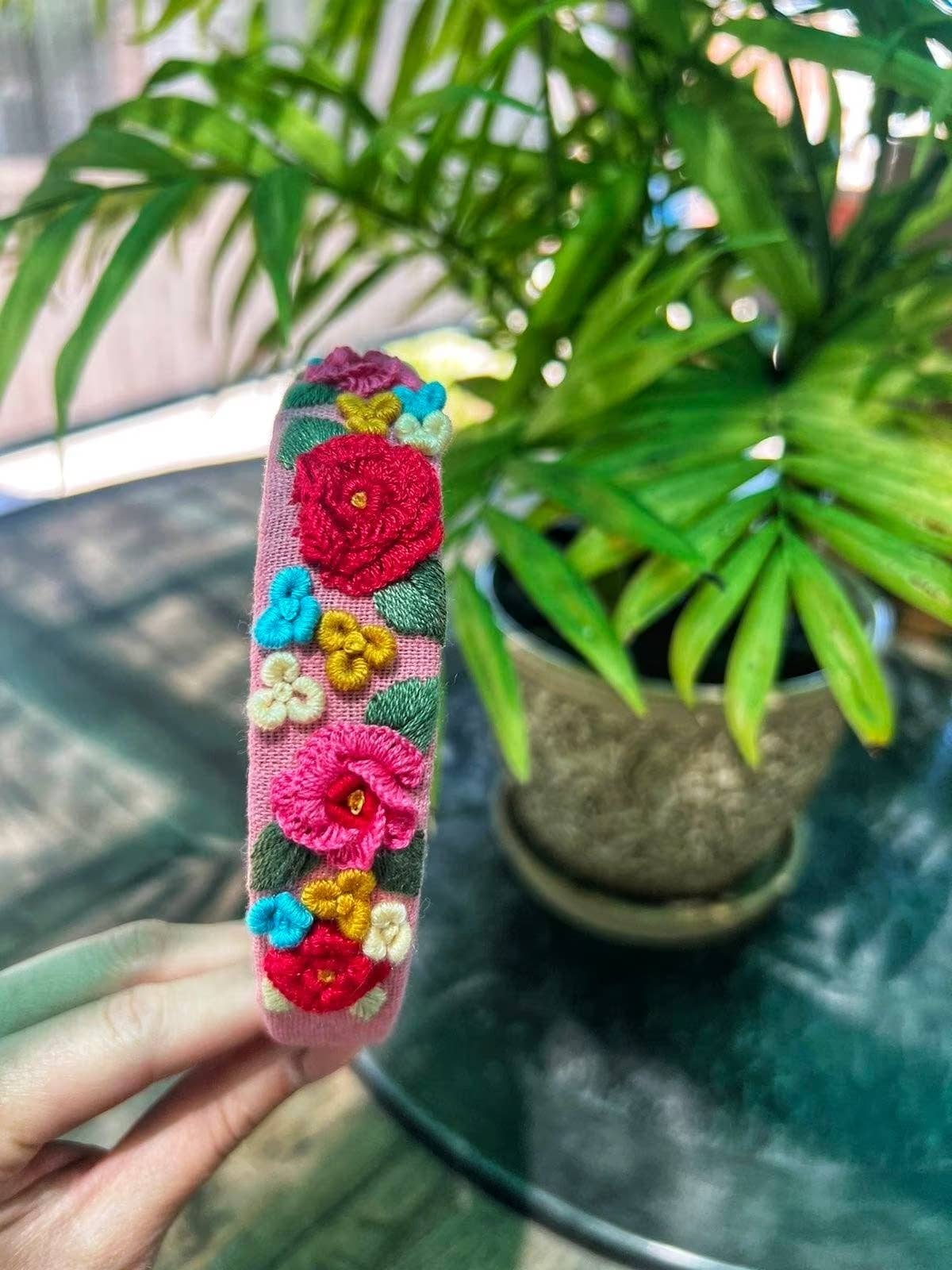 Floral Embroidered Headband