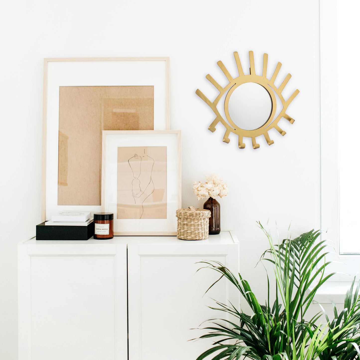 Gold Eye Mirror with Jewelry Holder