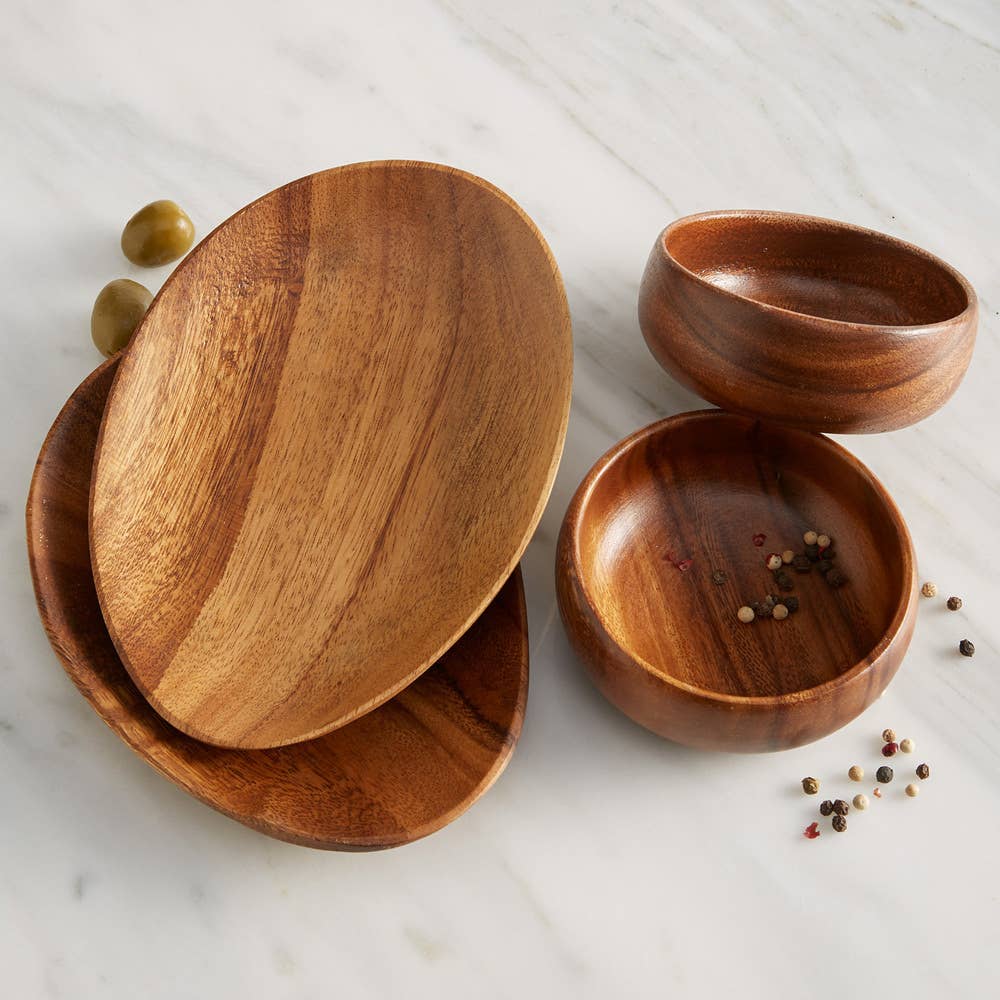 acacia wood snack plate