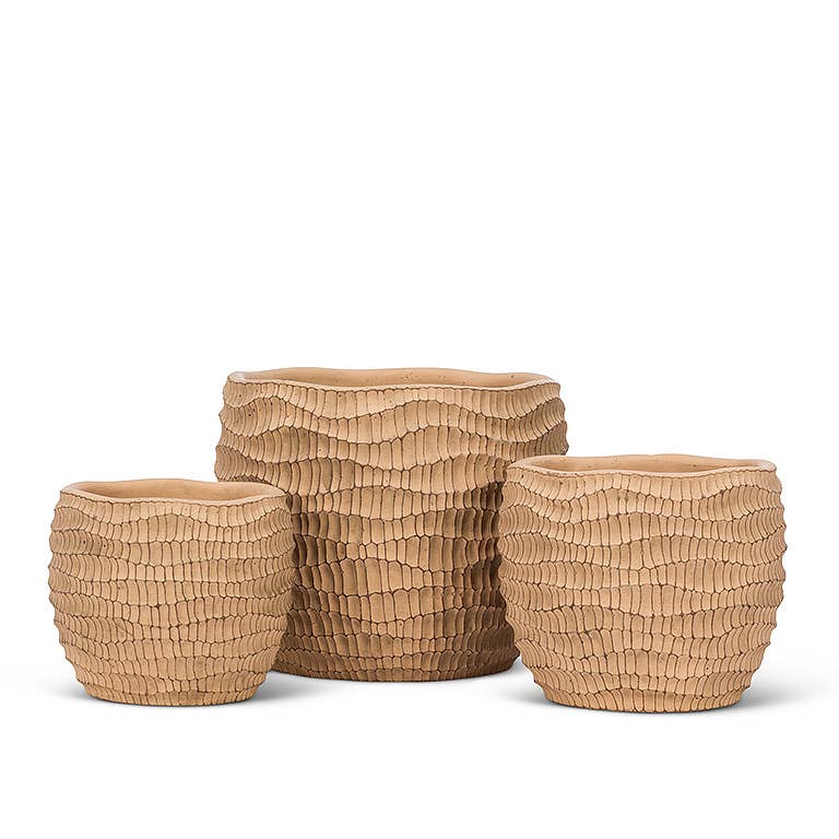 Sm Ridged Round Planter-4"H