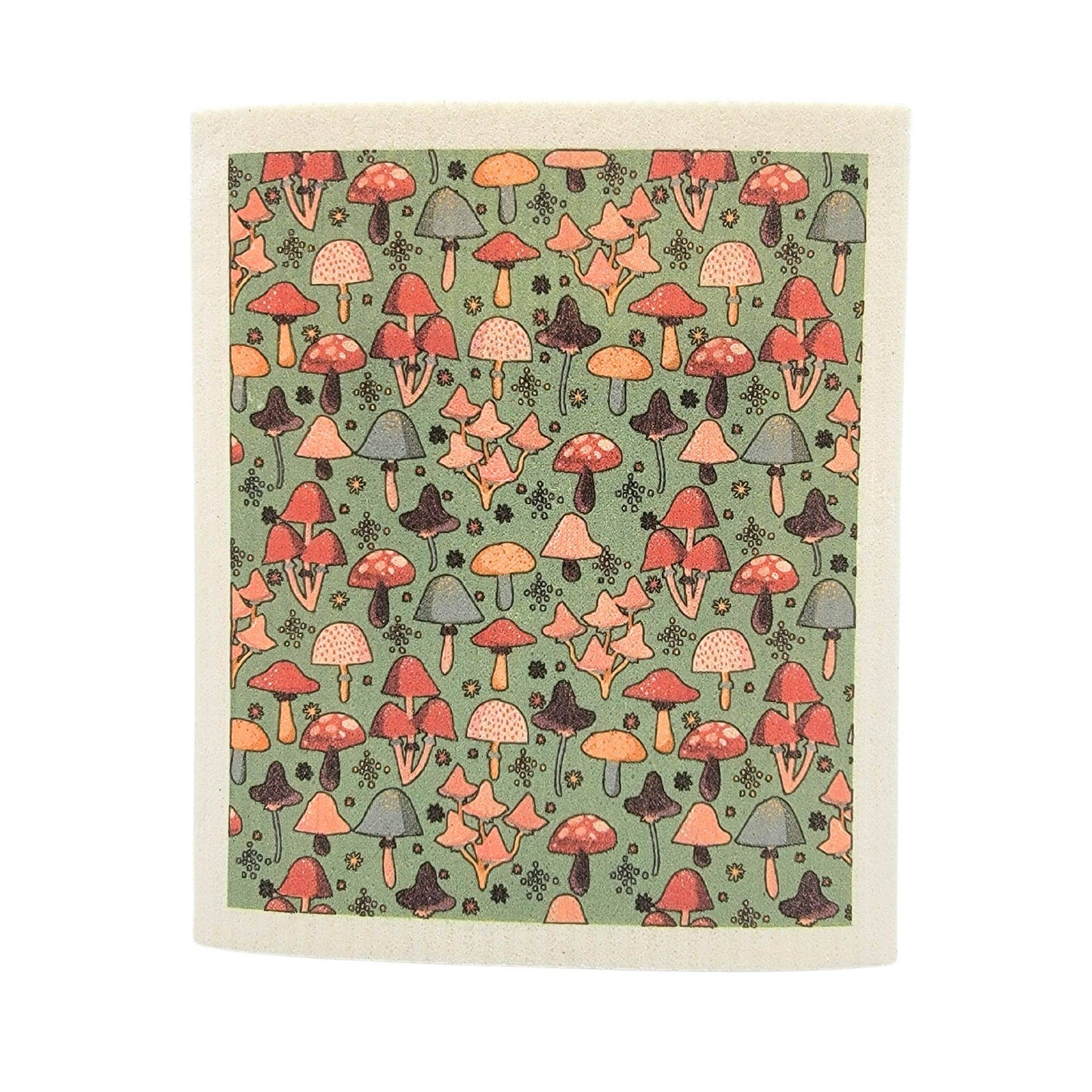 Sage Mushroom Pattern Swedish Dishcloth