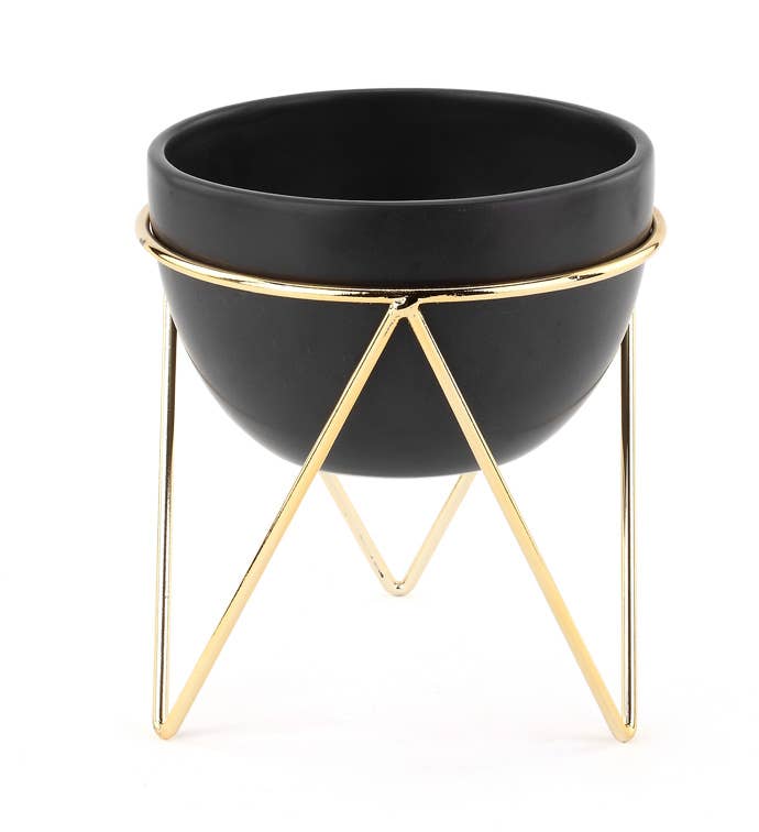 Black + Gold Stand Planter