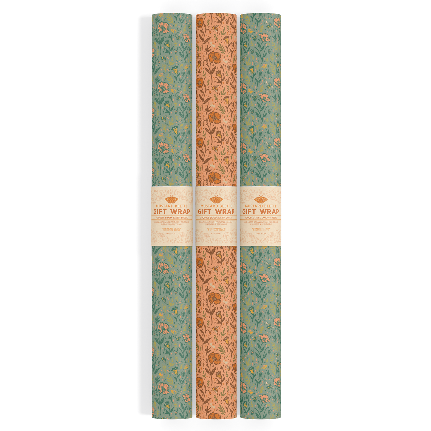 Recyclable Gift Wrap / Wrapping Paper: Poppies
