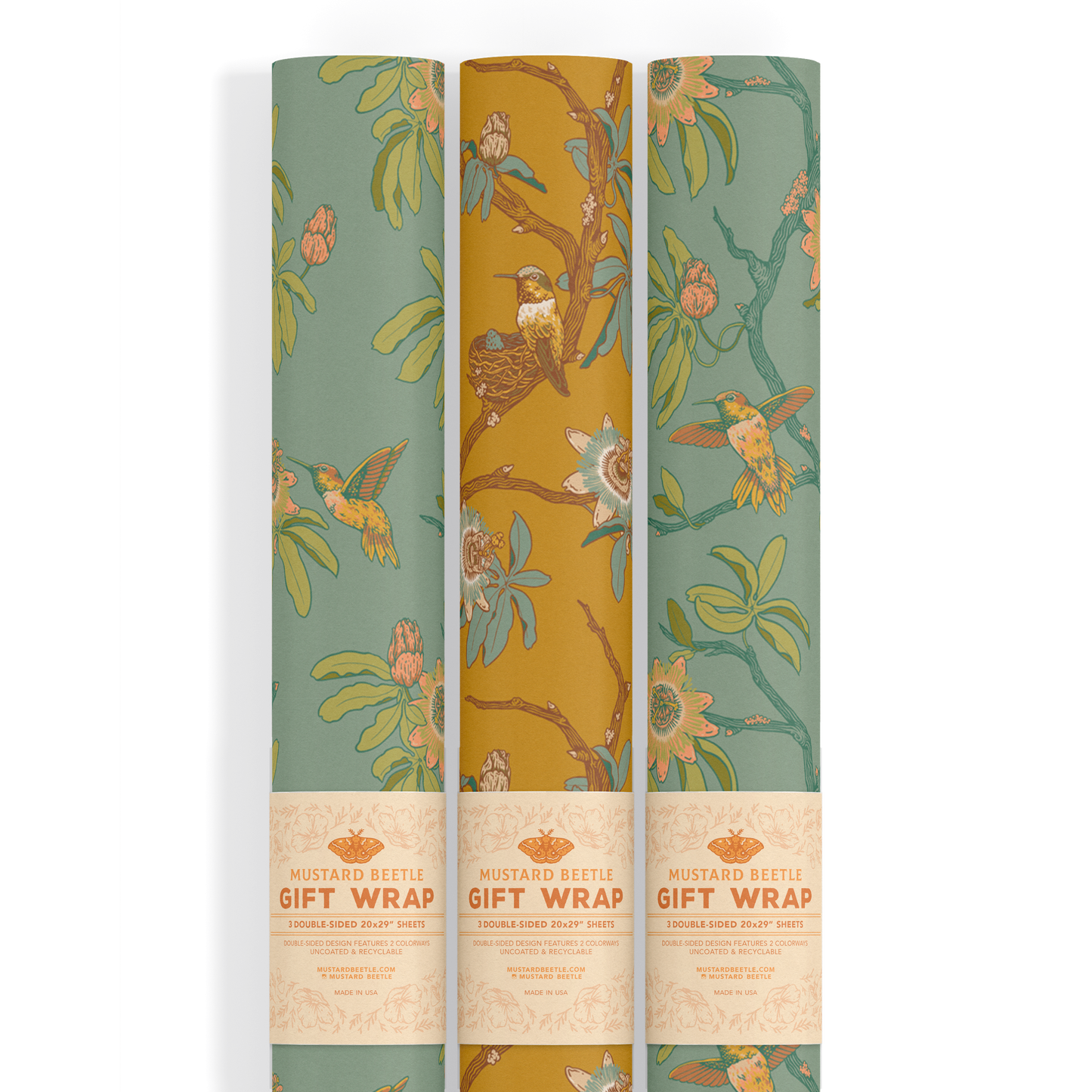 Recyclable Gift Wrap / Wrapping Paper: Hummingbirds