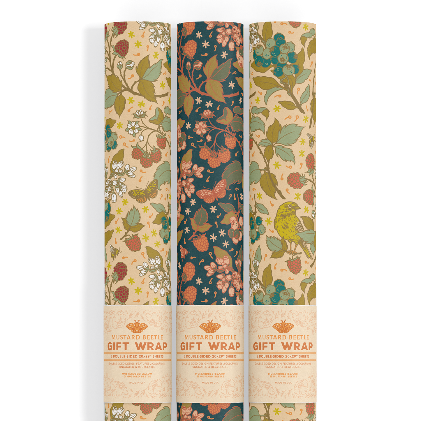 Recyclable Gift Wrap / Wrapping Paper: Berries