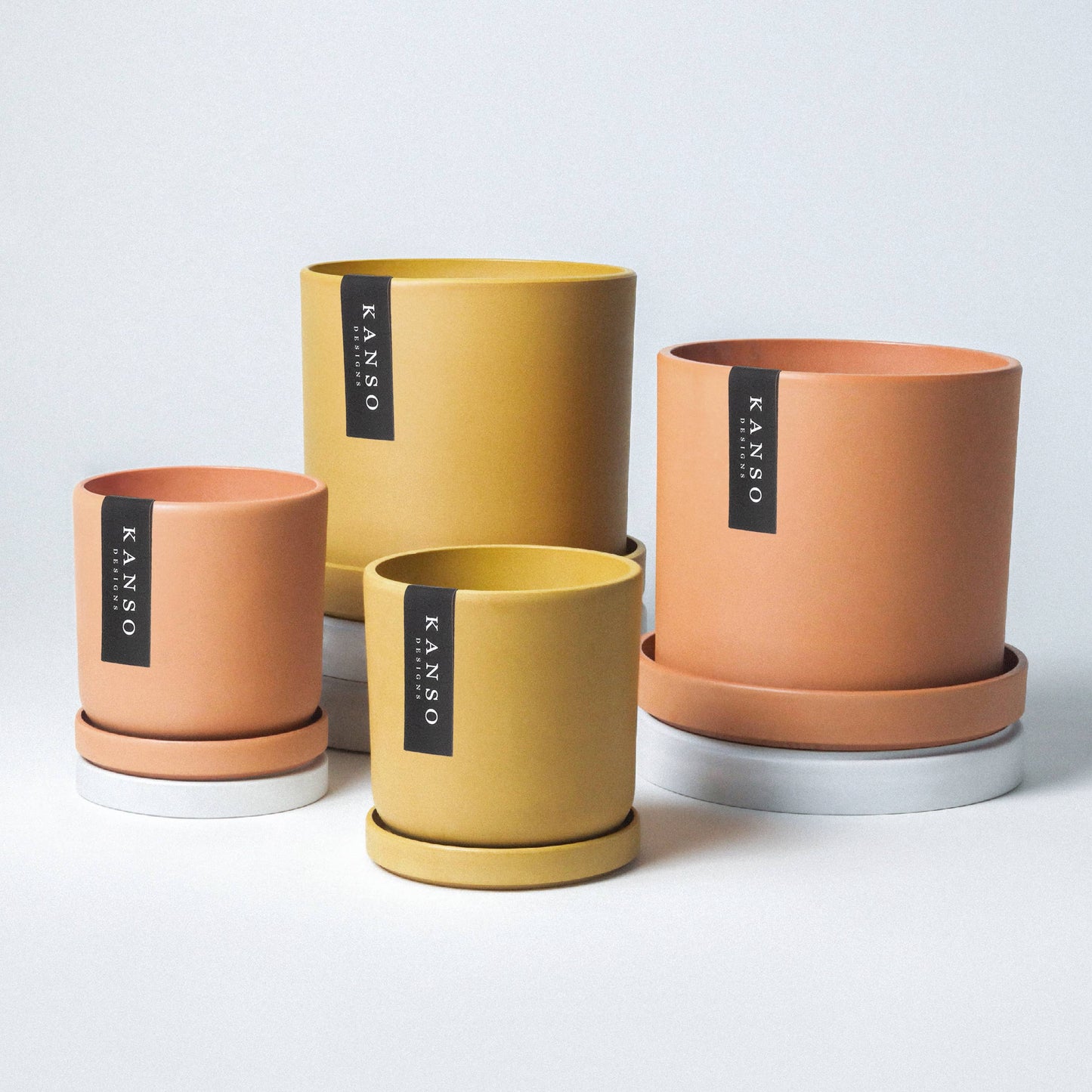 Mustard Seed & Dusted Clay Planters & Saucers