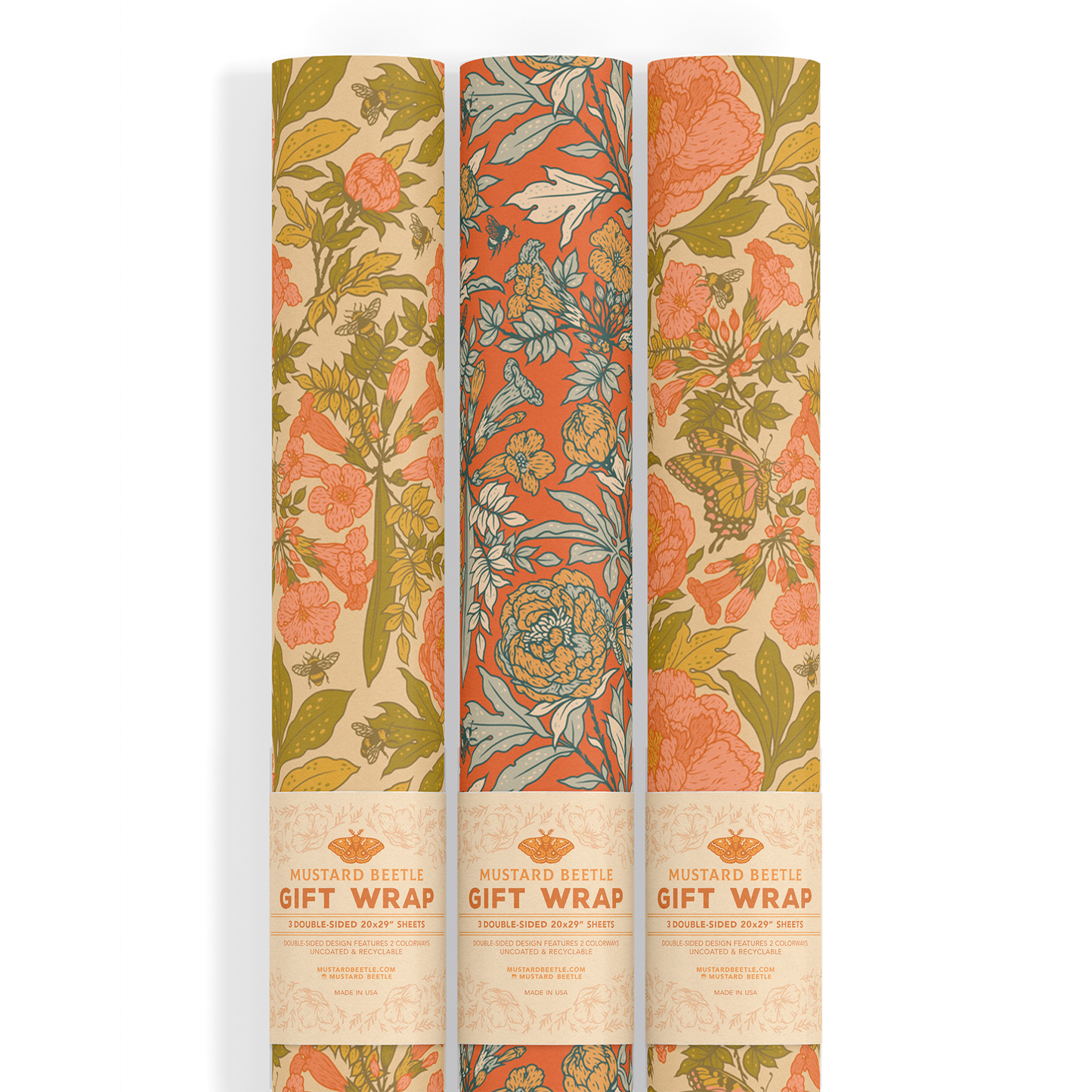 Recyclable Gift Wrap / Wrapping Paper: Peonies
