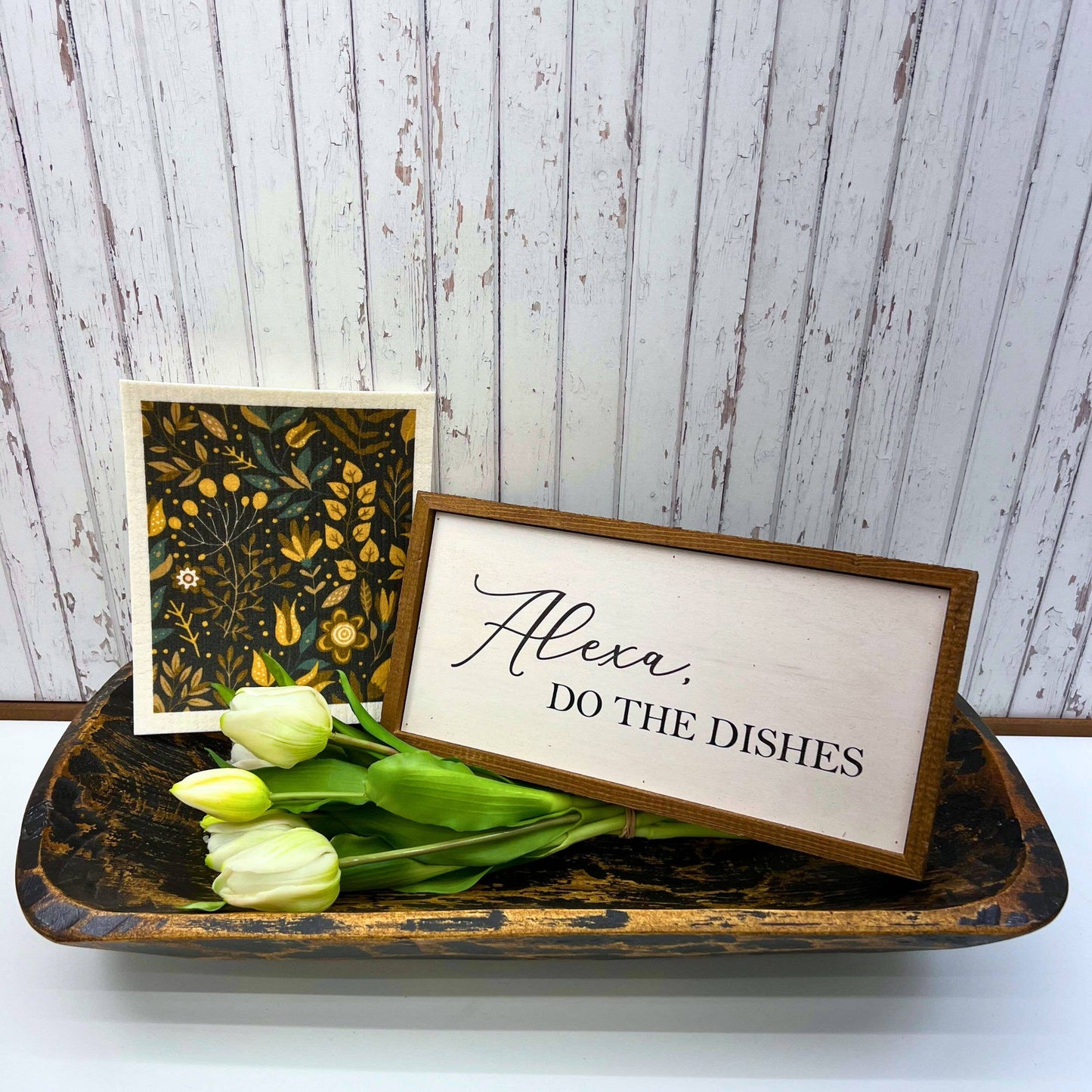 Golden Spring Flowers Swedish Dishcloth