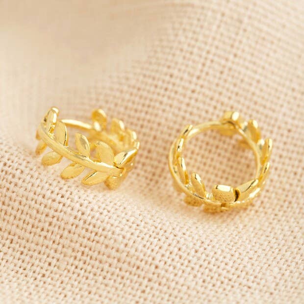 Fern leaf Huggie earrings in Gold
