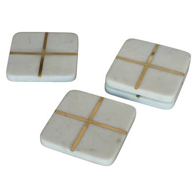 Marble & Brass Coasters (Set of 4)
