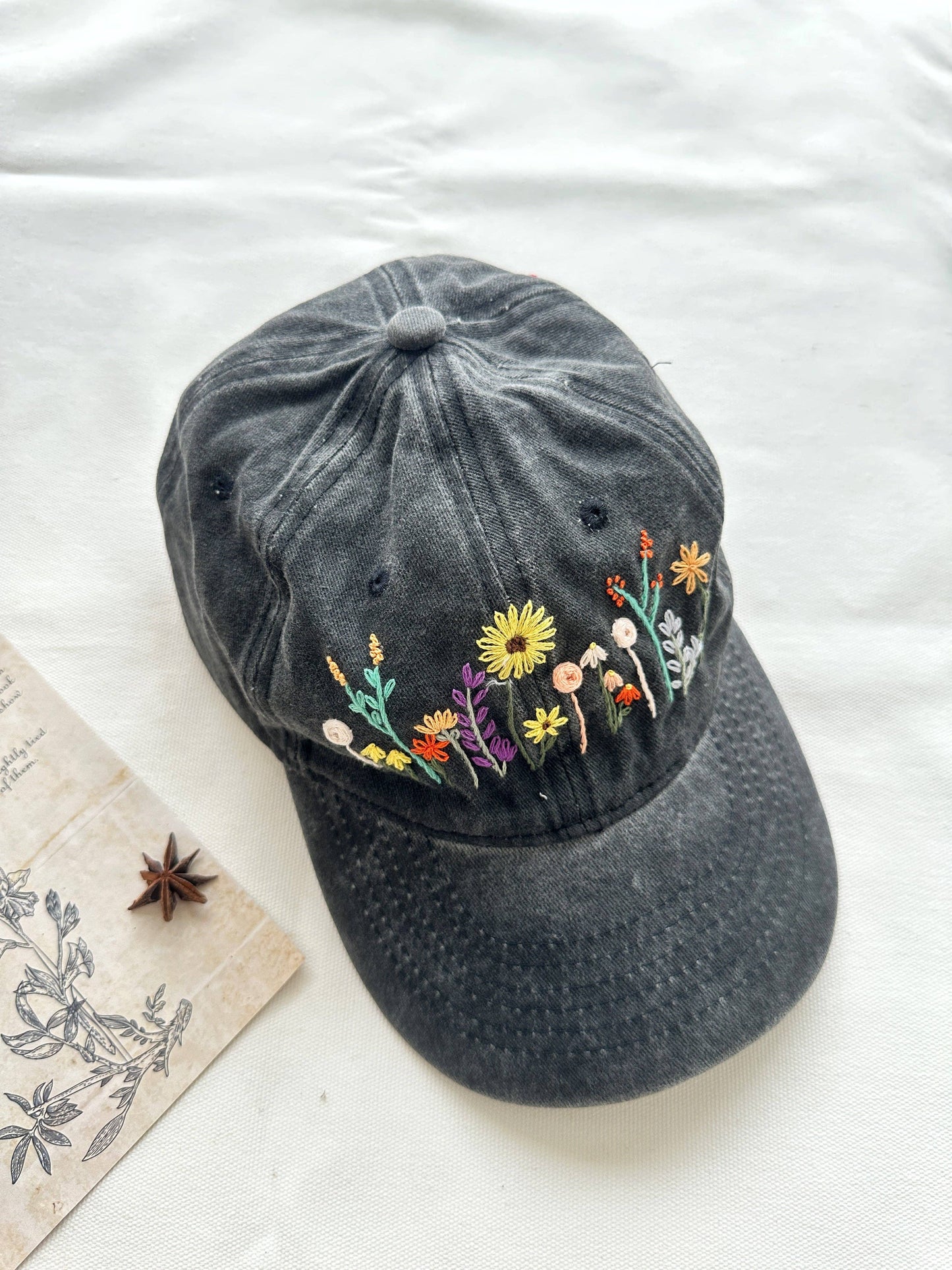 Flower Garden Embroidered Baseball Cap