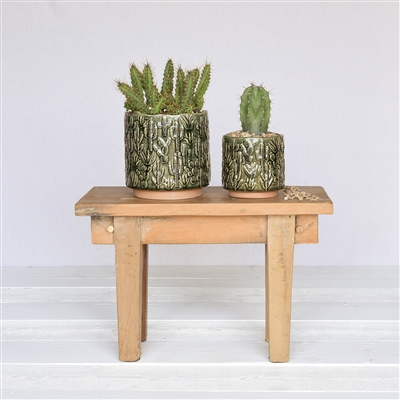 Cactus Motif Cachepot, Ceramic Sm