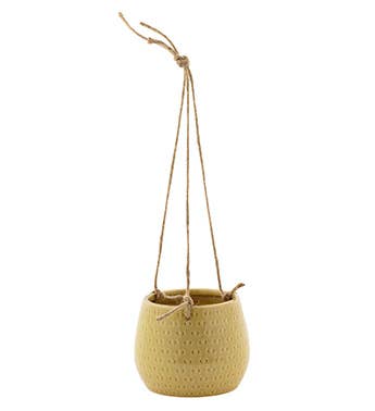 yellow hanging planter