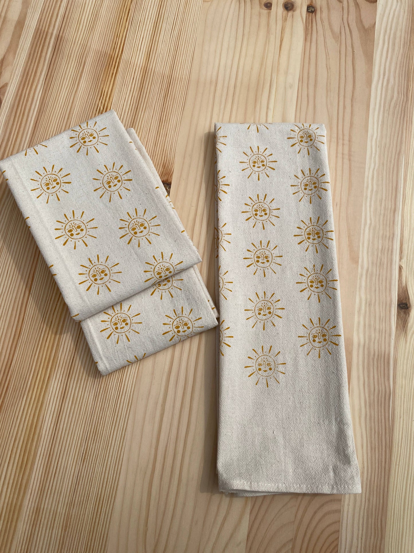 Sun Kitchen Towel, Handprinted Kitchen Towel