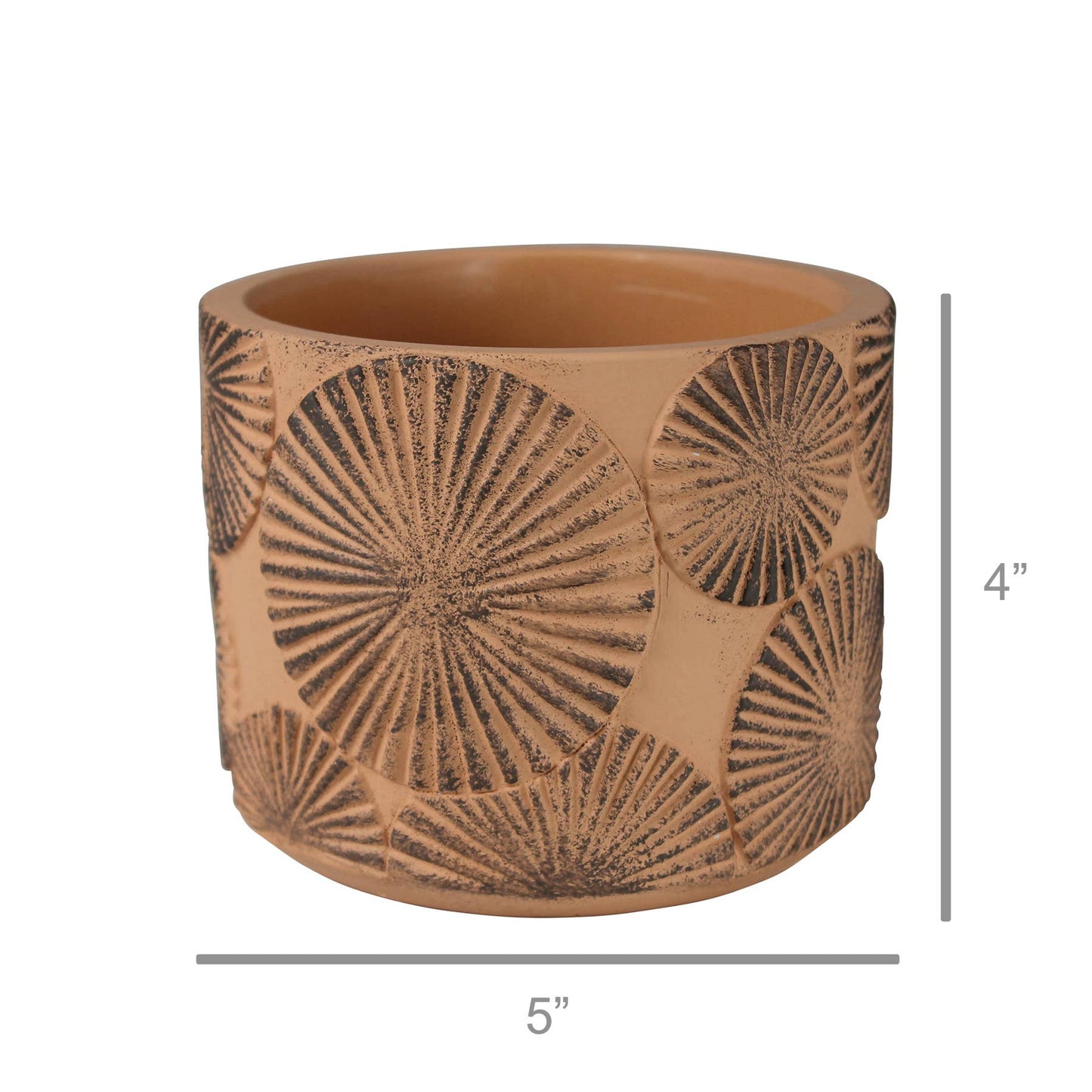 Sunburst Cachepot, Cement - Sm