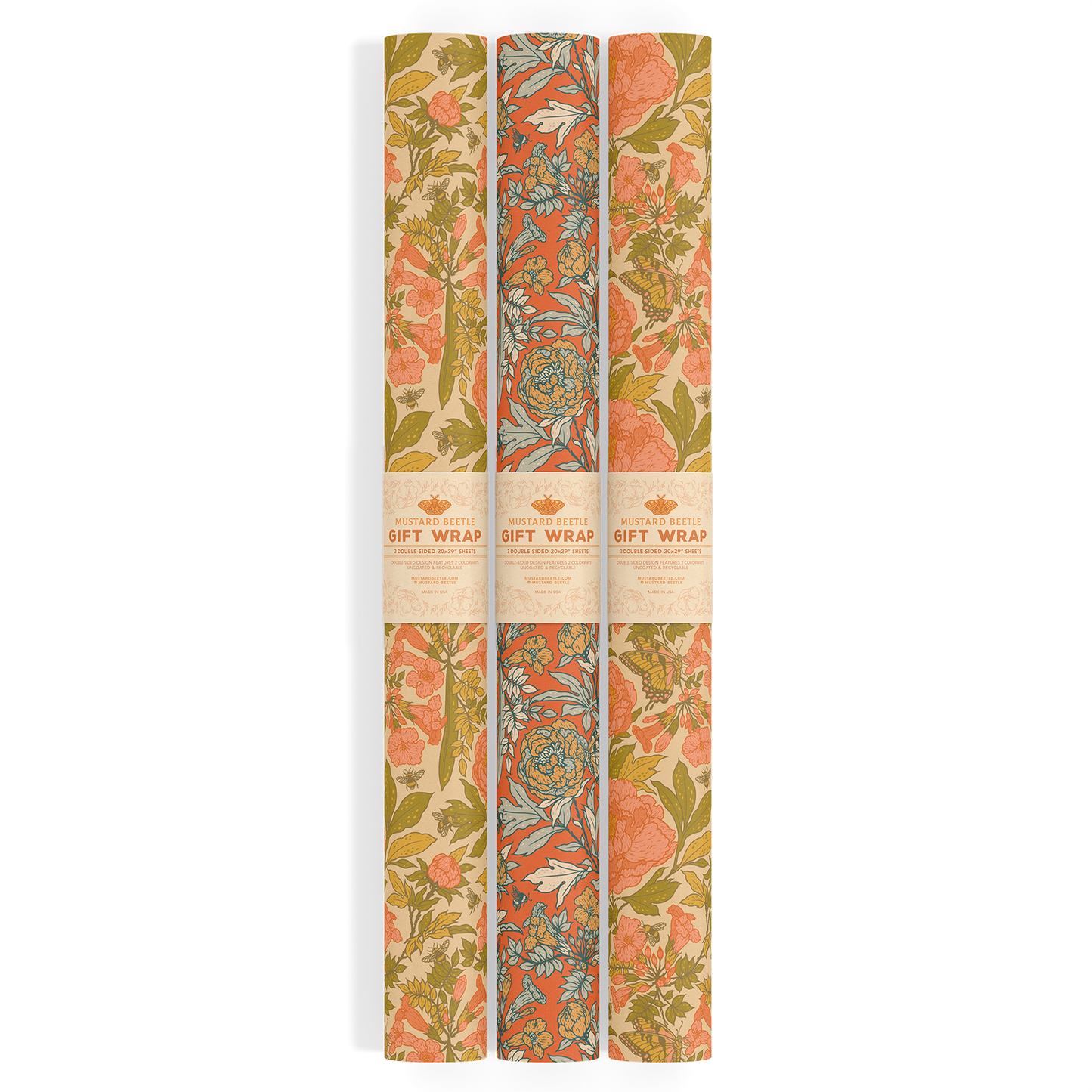 Recyclable Gift Wrap / Wrapping Paper: Peonies