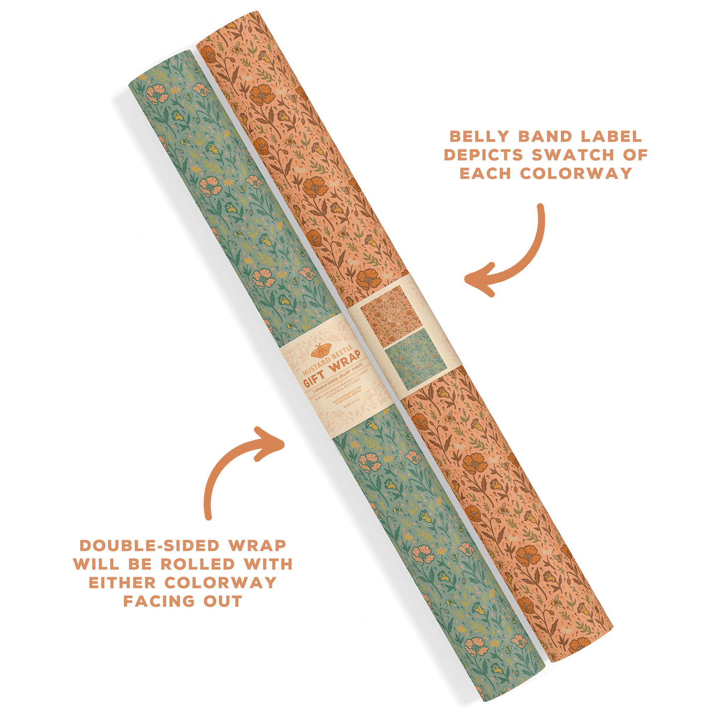 Recyclable Gift Wrap / Wrapping Paper: Poppies