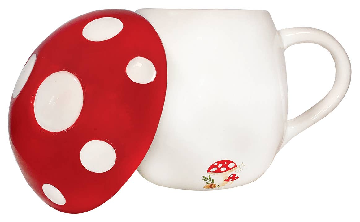 Mushroom w/ Lid Ceramic Coffee Mug - 12 oz