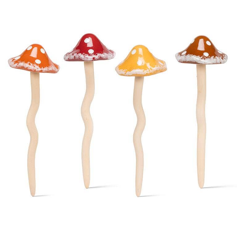 Large Wobbly Dot Mushroom Stake-4 Assorted-10.5"H