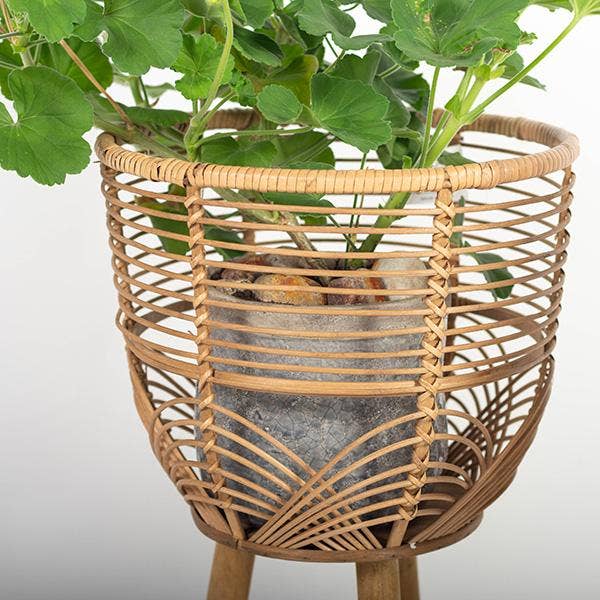 Wicker Bamboo Planter Stand