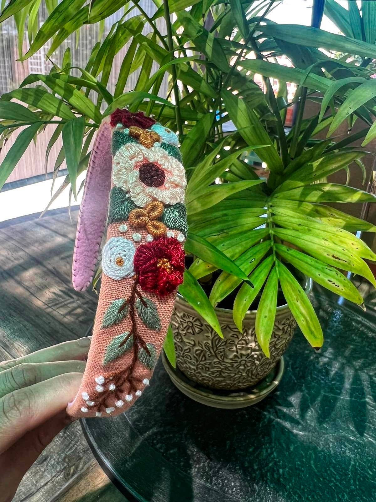 Floral Embroidered Headband