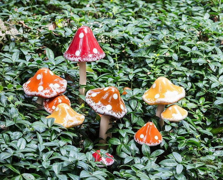 Medium Wobbly Dot Mushroom Stake-4 Assorted-9"H