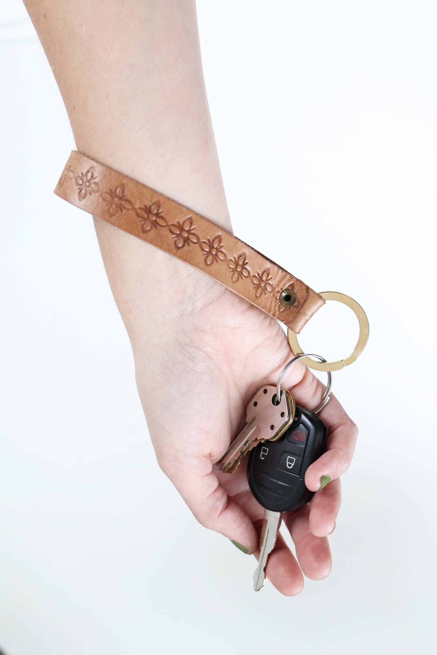Blossom Leather Keychain Wristlet