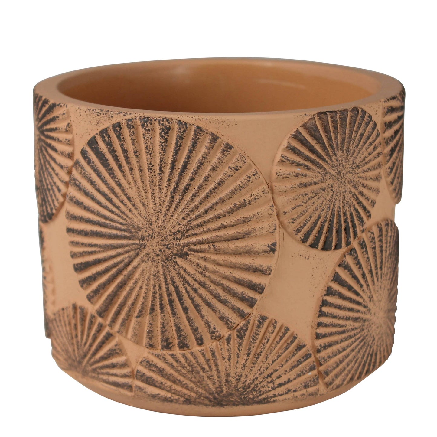 Sunburst Cachepot, Cement - Sm