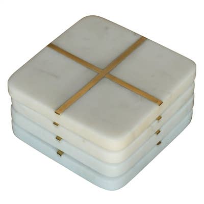 Marble & Brass Coasters (Set of 4)