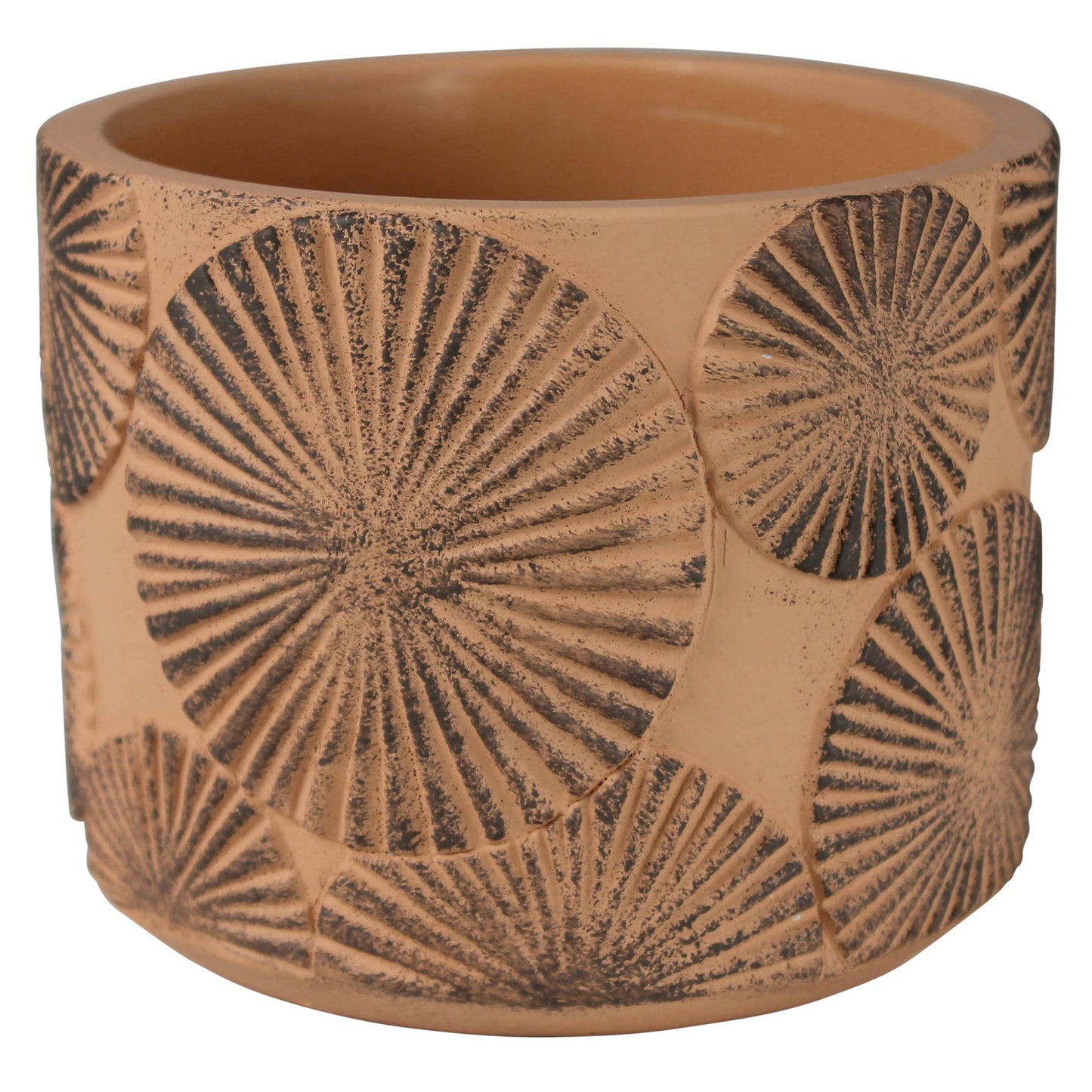 Sunburst Cachepot, Cement - Lrg