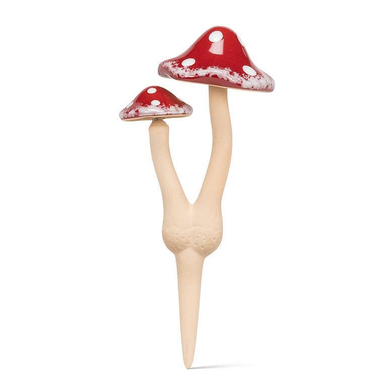 Large Double Wobbly Dot Mushroom Stake-4 Assorted-12"H