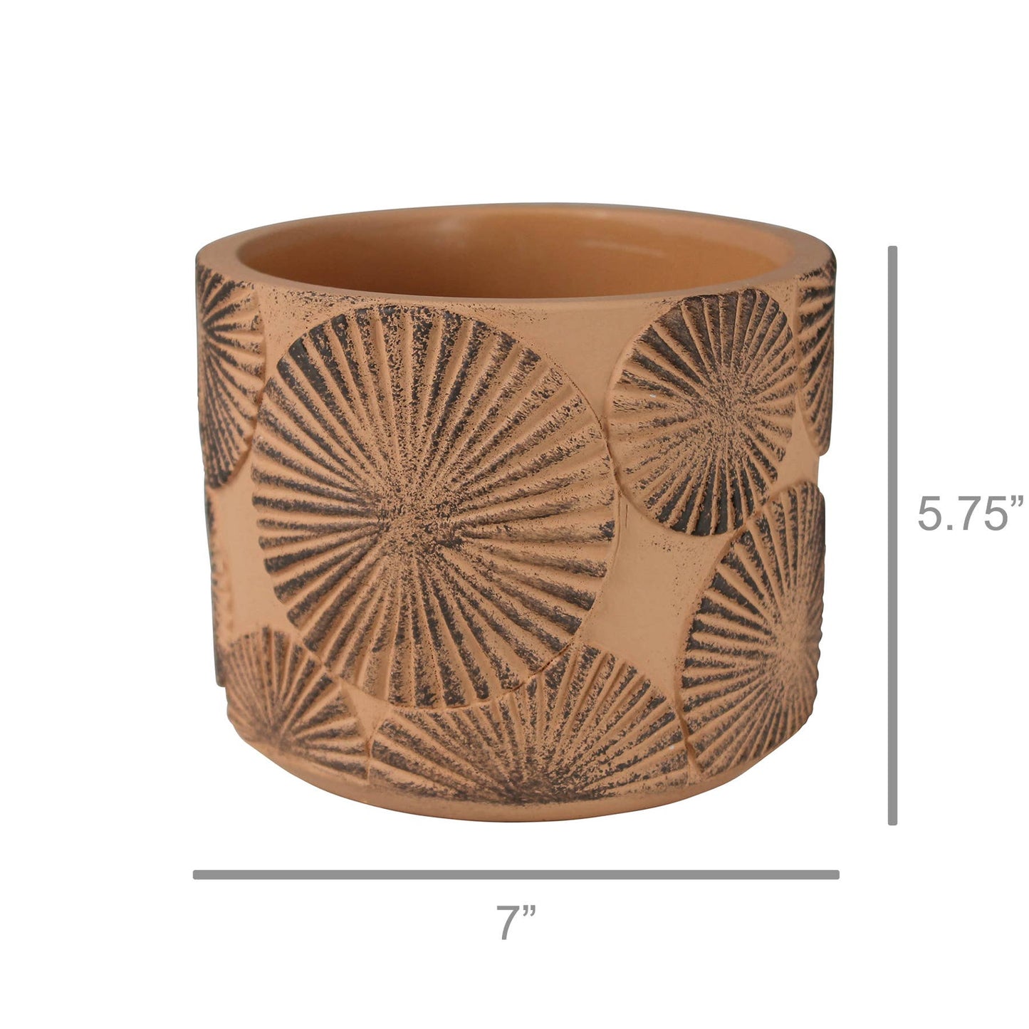 Sunburst Cachepot, Cement - Lrg
