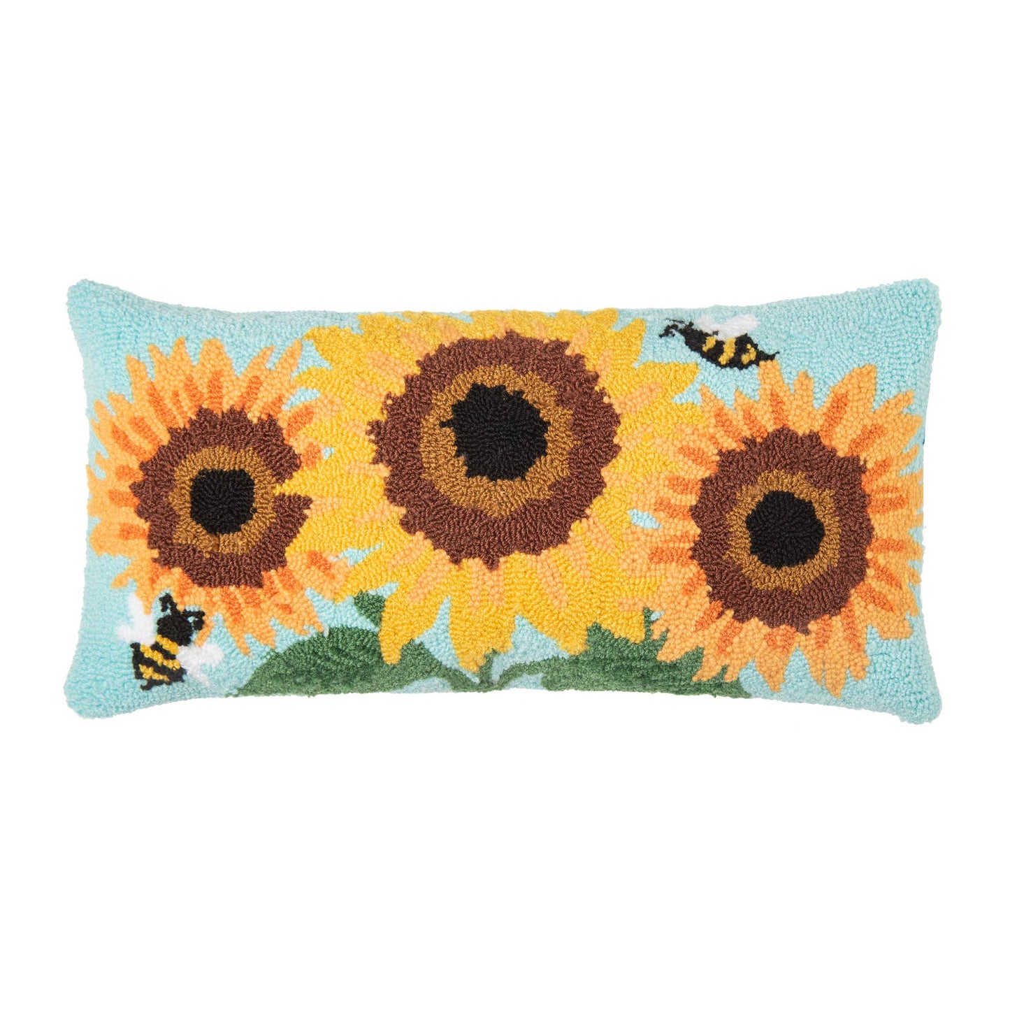 Sunflower Trio & Bees Throw Pillow