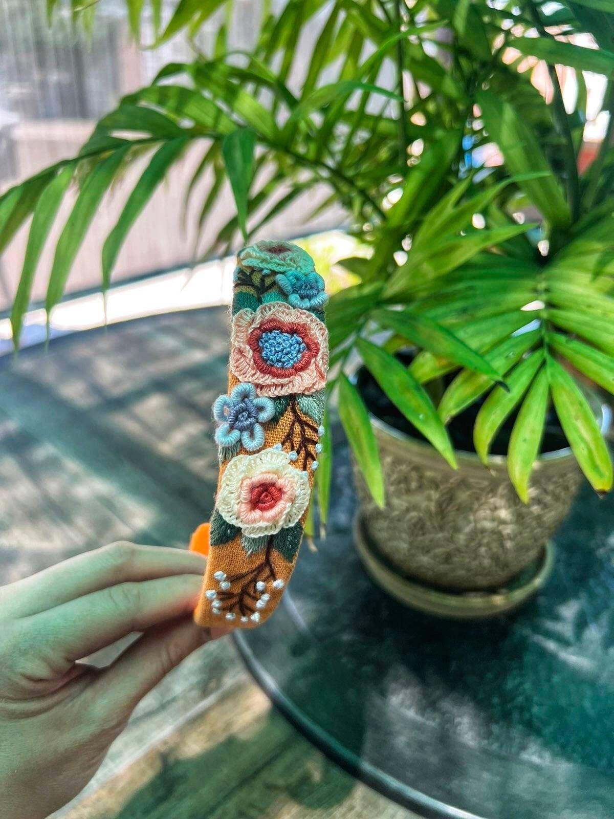 Floral Embroidered Headband