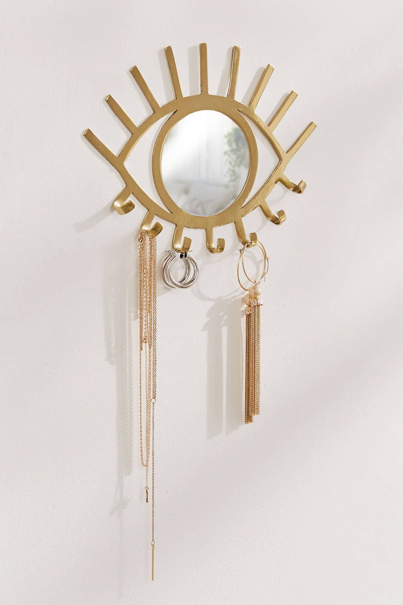 Gold Eye Mirror with Jewelry Holder