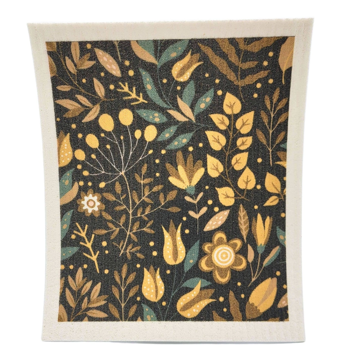 Golden Spring Flowers Swedish Dishcloth
