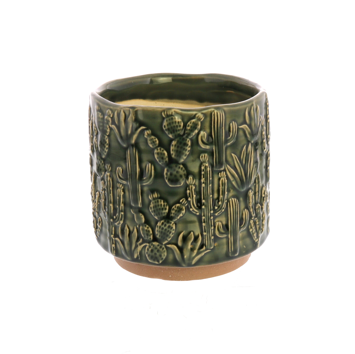 Cactus Motif Cachepot, Ceramic Sm