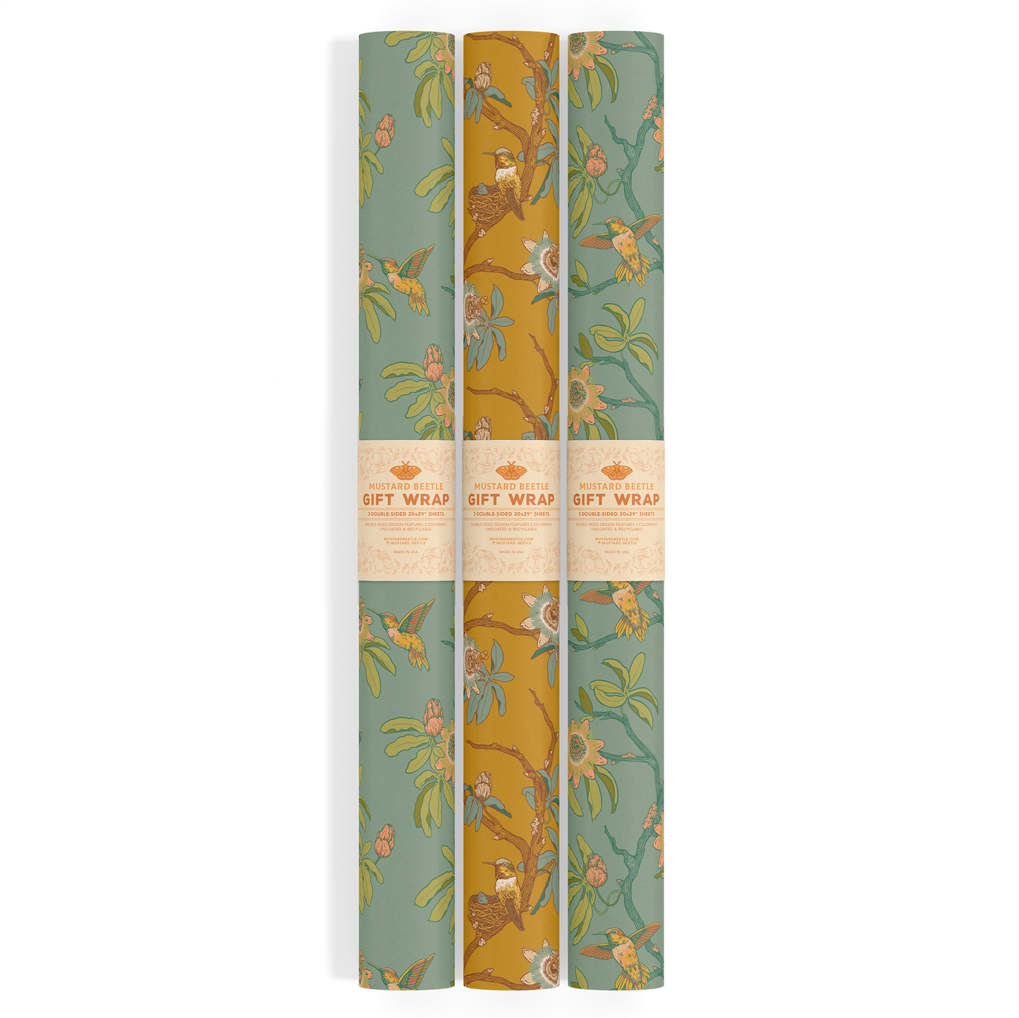 Recyclable Gift Wrap / Wrapping Paper: Hummingbirds