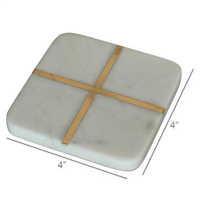 Marble & Brass Coasters (Set of 4)
