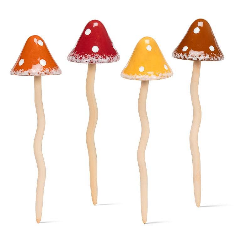 Extra Large Wobbly Dot Mushroom Stake-4 Assorted-14"H