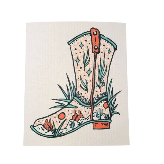 Western Cowboy Boot Swedish Dishcloth