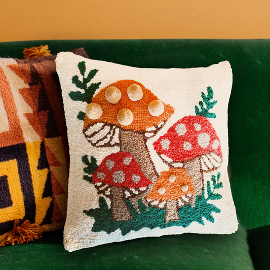 Shroomy Pom Pom Hook Pillow - Jungalow