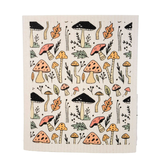 Summer Mushroom Pattern Swedish Dishcloth