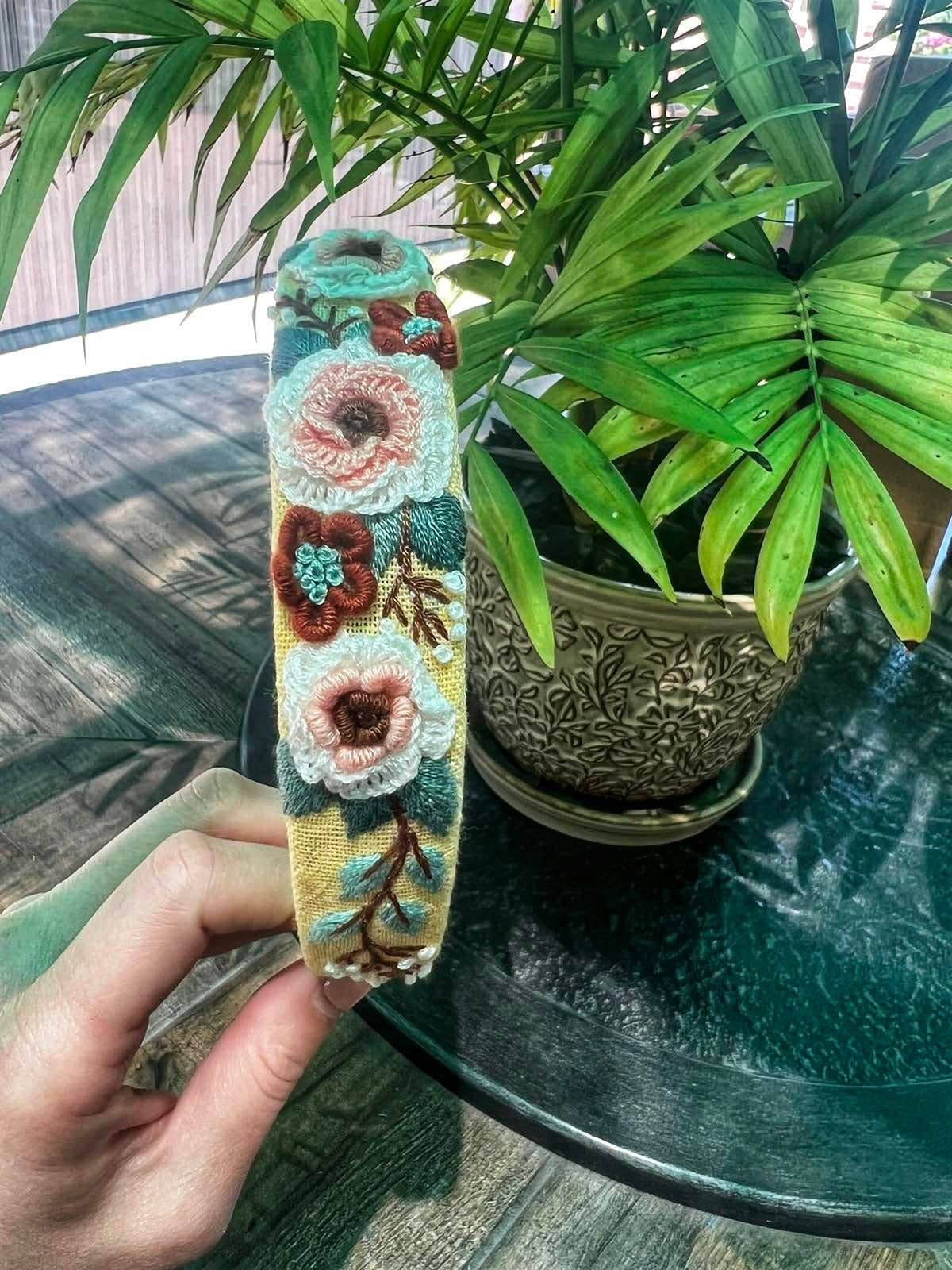 Floral Embroidered Headband